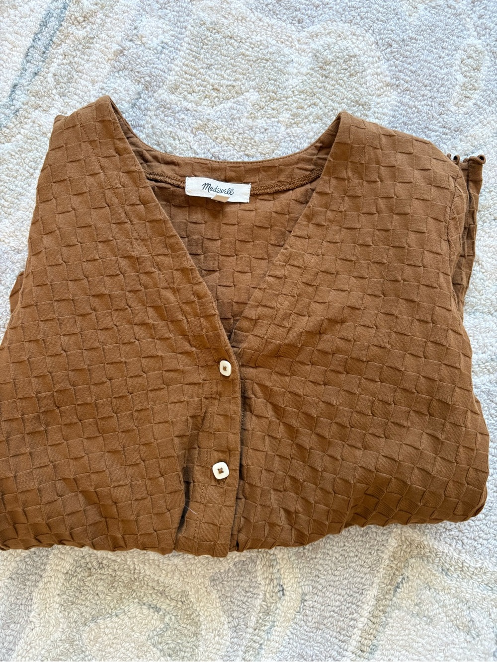 Madewell Woven Square-Texture Button Cardigan